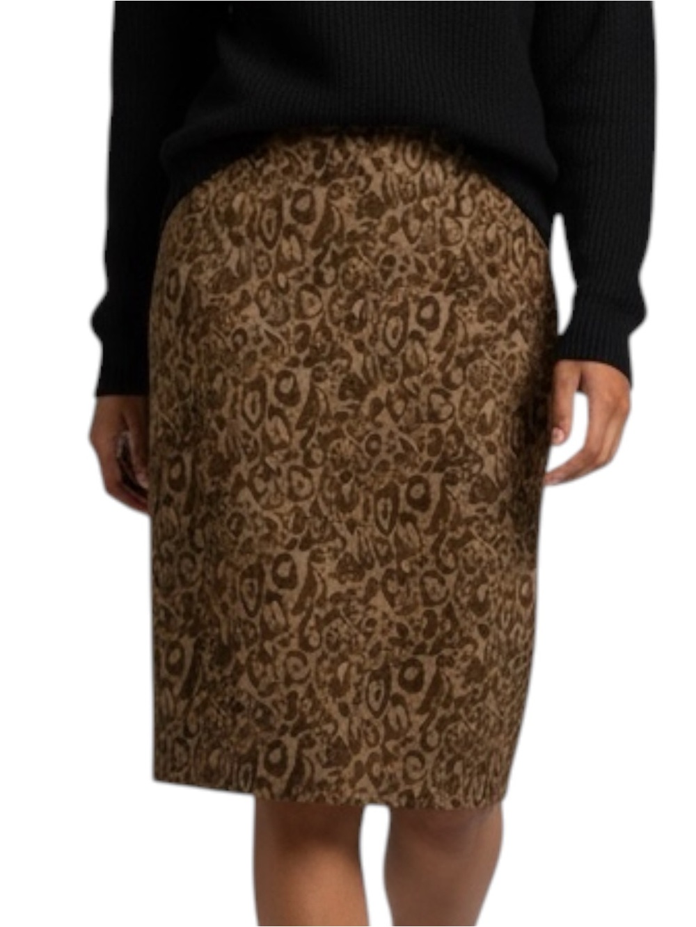 LOFT Brown Tan Animal Print Wool Skirt Size 14 Cottagecore Bohemian